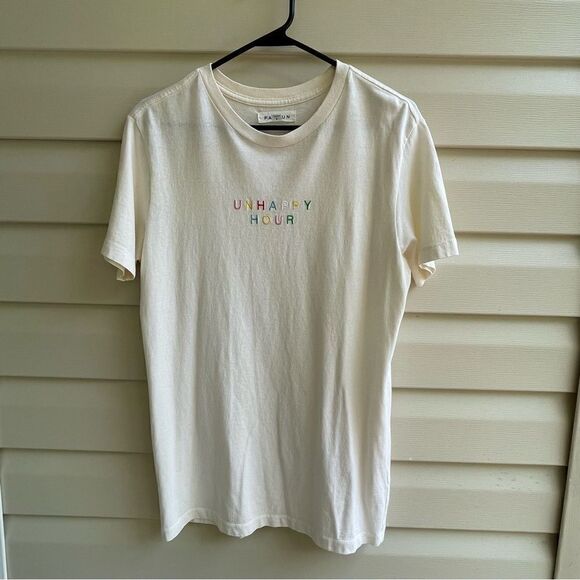 PacSun “Unhappy Hour” Graphic T-Shirt White Size Small - Picture 1 of 9